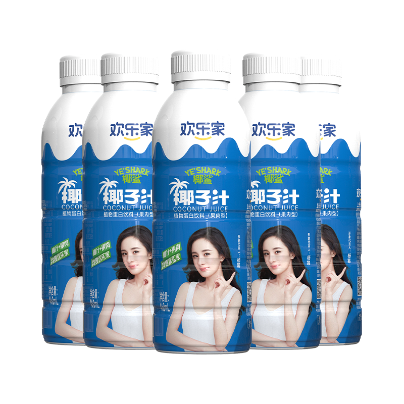 欢乐家 果肉椰子汁 小瓶装椰汁椰奶 果肉型植物蛋白饮品饮料 椰子汁460ml*5瓶