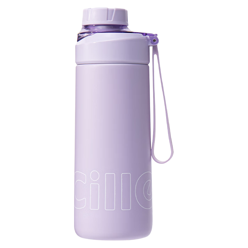 希乐（cille）丽坊随动保温杯女高颜值上学时尚户外直饮便携水杯 兰花瓣紫520ml