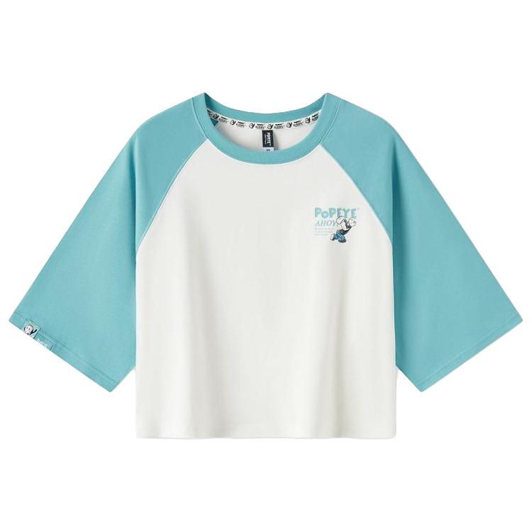 森马 Semir2024夏季大力水手联名短款插肩袖上衣针织T恤女