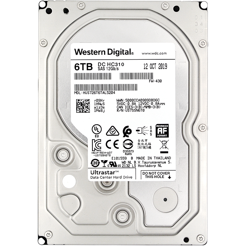Western Digital西部数据 6TB HC310 SAS接口 7200转256M 企业级硬盘(HUS726T6TAL5204)