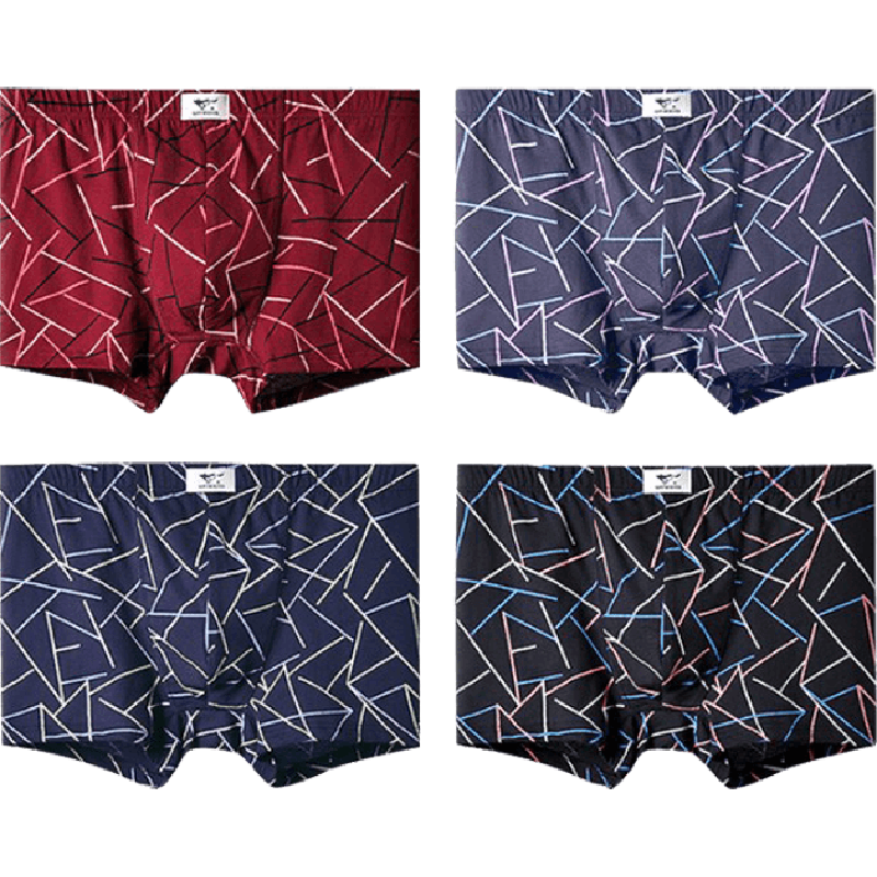 七匹狼男士内裤男抗菌100%棉平角四角裤男生宽松裤头运动透气短裤