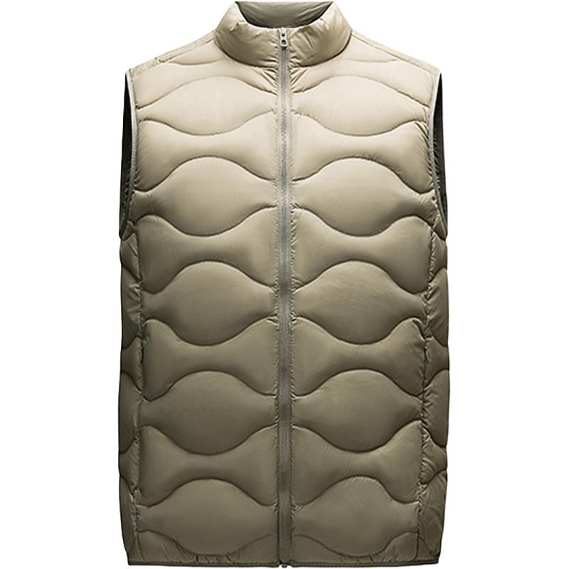 安踏 羽绒马甲男士秋冬轻盈保暖立领休闲通勤纯色运动保暖无袖上衣男