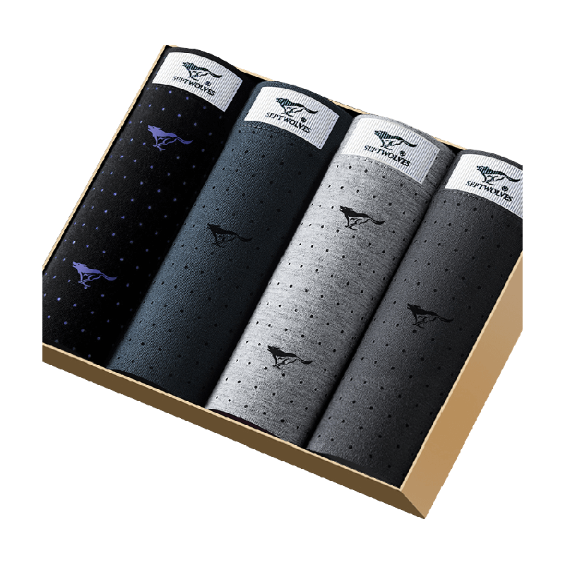 七匹狼男士内裤男生全棉抗菌四角裤大码宽松透气纯棉平角裤衩裤头