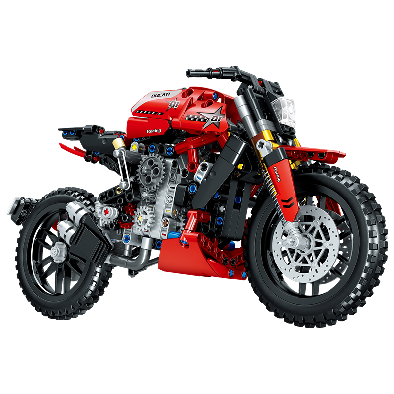 哲高 积木拼装玩具摩托车越野山地科技机械组模型男孩 越野摩托2-620颗粒-QL1258