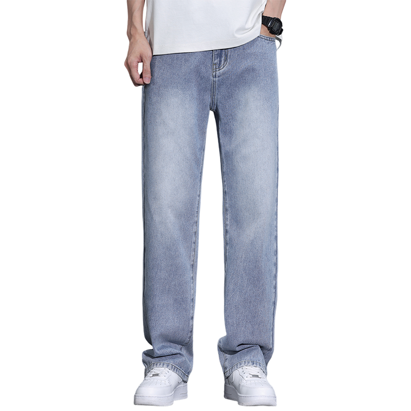 美式高街牛仔裤2024年秋冬潮流百搭宽松休闲青年阔腿裤男