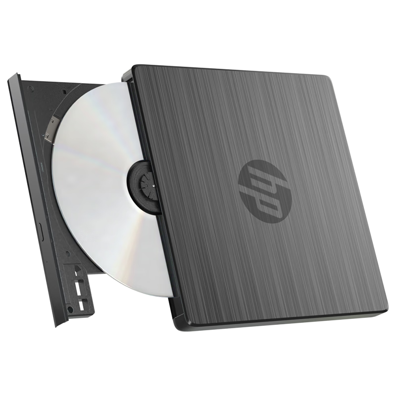 HP 惠普 外置光驱 外置DVD刻录机 读写/刻录二合一外接移动光驱USB超薄通用DVD8/CD24倍速 黑色