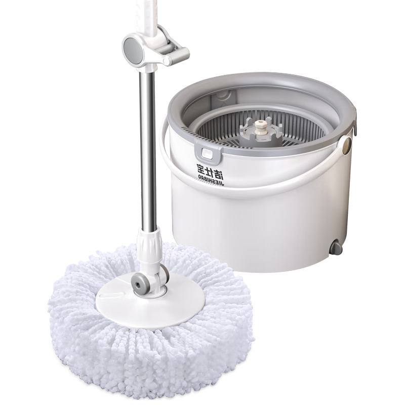 洁仕宝旋转拖把免手洗洗脱一体家用一拖净自动脱水清洗甩干拖地墩布 【洗脱合一】单桶旋转拖把共4头