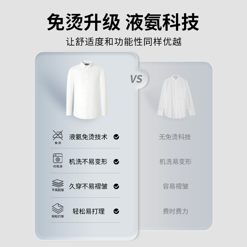 杉杉长袖衬衫男士2025春季易打理全棉商务白色衬衣男纯棉