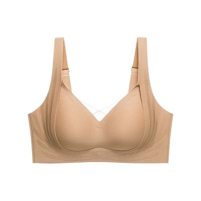 贵夫人光面无痕内衣女聚拢收副乳防下垂调整型文胸中厚无钢圈胸罩