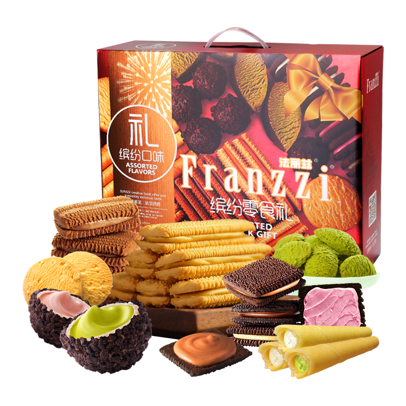 Franzzi 法丽兹 曲奇饼干零食年货礼盒爆浆曲奇下午茶办公室点心大礼包1.92斤