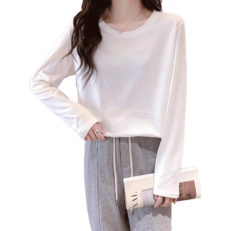 热销基础款女式t恤宽松显瘦舒适白色t恤女纯棉透气打底衫上衣女
