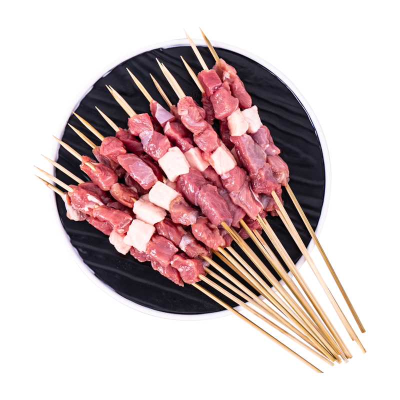 阿西娅 甘肃滩羊原切精品羔羊肉串500g（1大包20串）露营烧烤食材有机