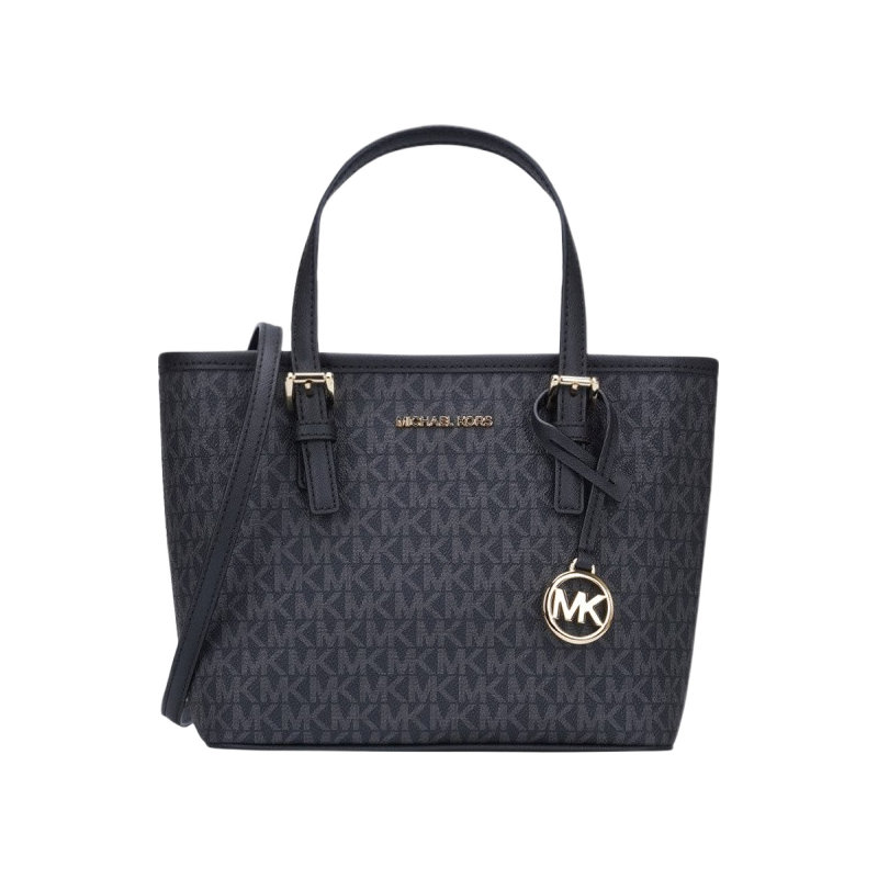 迈克.科尔斯（MICHAEL KORS）Jet Set系列女包经典老花皮革托特包手提单肩包七夕情人节礼物 黑色 35T9GTVT0B-BLACK