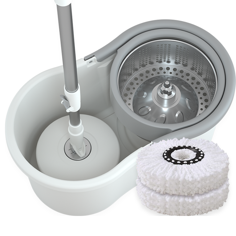 尚奇拖把免手洗懒人旋转拖把桶地拖家用一拖净拖布吸水墩布拖地A6 强力旋风旋转拖把2块布