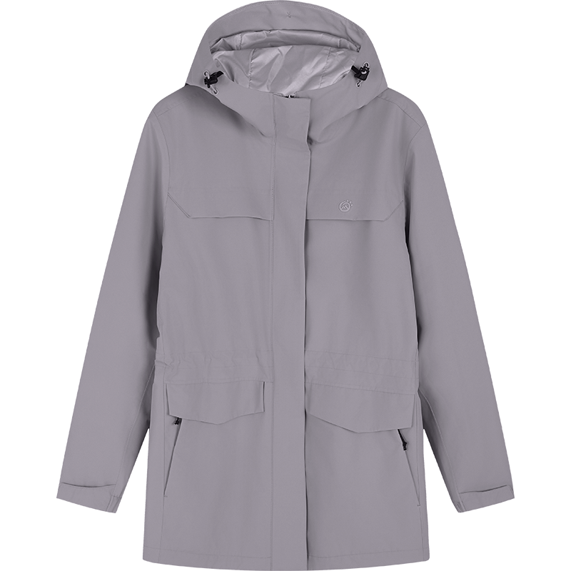 探拓 抓绒冲锋衣女25年秋冬加绒保暖显瘦收腰登山服长款软壳外套