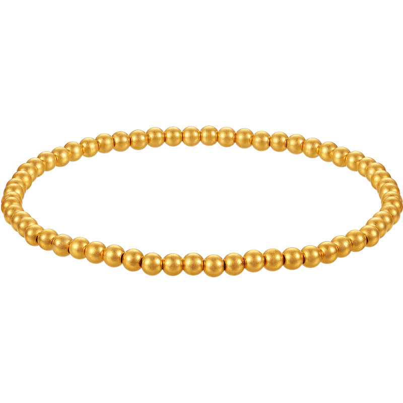 中鑫珠宝圆满古法黄金手串女士圆珠手链足金串珠转运珠计价金首饰 约6g