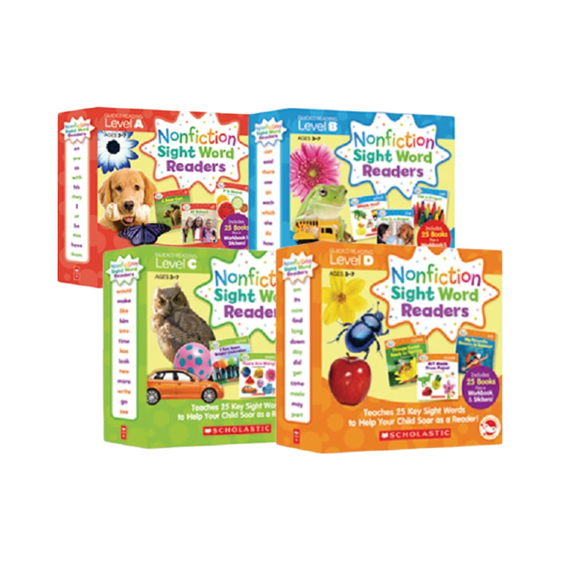 学乐高频词英文 Sight Word A-D100册 零基础英语启蒙分级阅读 非虚构常见高频词 赠童趣贴纸+音频 原版 0-6岁