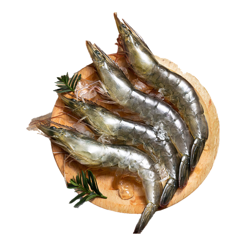 百年渔港 白虾大虾 无冰净重 2kg 白对虾 加大号白虾4斤 80-100只