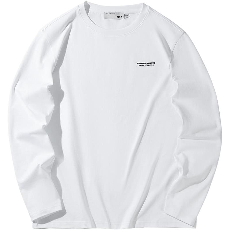 HLA海澜之家POWER YOUNG春季字母印花休闲白色长袖T恤卫衣男