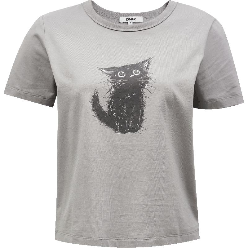 【萌宠T】ONLY2025夏季休闲可爱印花纯棉圆领短袖正肩T恤女