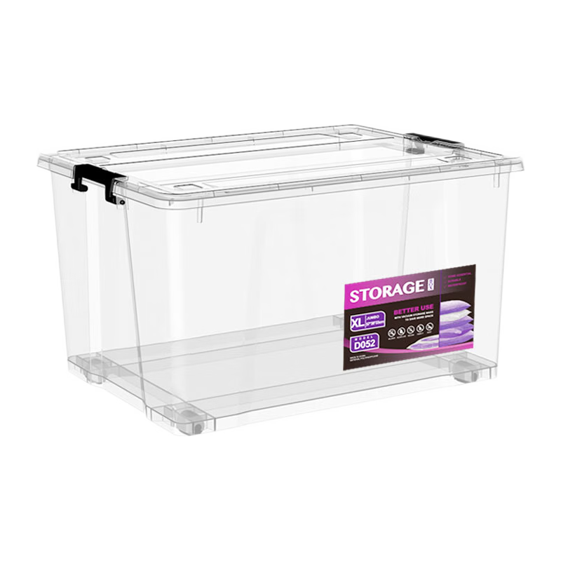 清野の木 带轮高透塑料收纳箱大号加厚衣物整理箱零食收纳盒搬家应急物资箱 透明 经典箱70L三个装