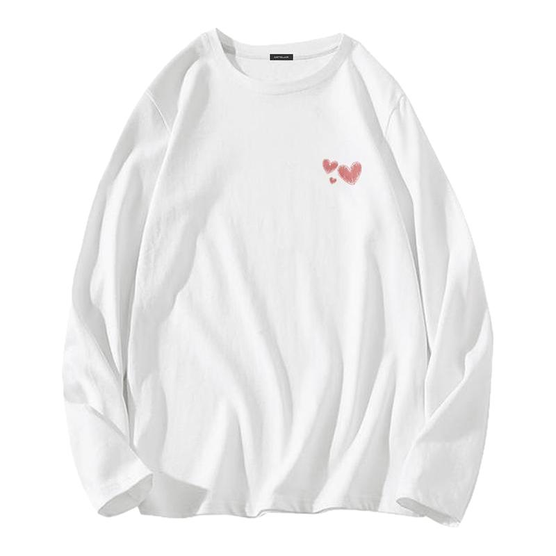 LBP真维斯白色打底衫女宽松纯棉上衣2025秋季女士好看长袖t恤