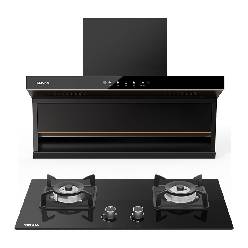 康佳（KONKA）抽油烟机燃气灶具两件套装 顶侧双吸家用21m³/min爆炒大吸力 挥手自清洗 KL69+B500F(天然气）