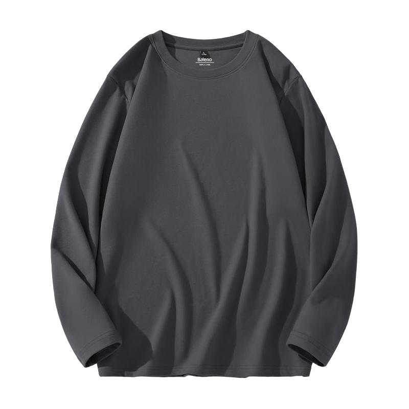 班尼路双面绒打底衫男2024秋冬青少年圆领长袖t恤保暖内搭LF