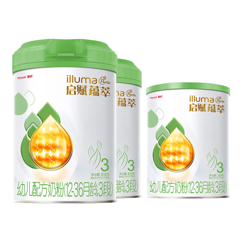 惠氏启赋（Wyeth）幼儿配方奶粉有机3段810g*2+350g新国标