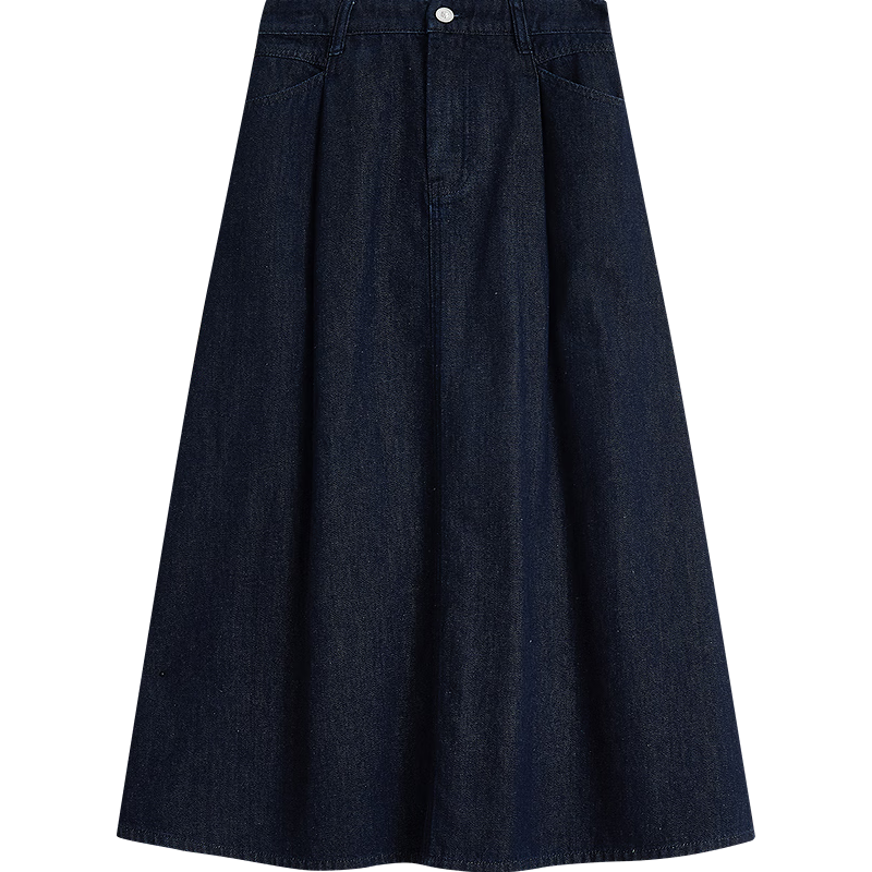 茵曼（INMAN）复古原色牛仔半身裙2026春季女装百搭显瘦宽松A字中长裙 深牛仔蓝 S