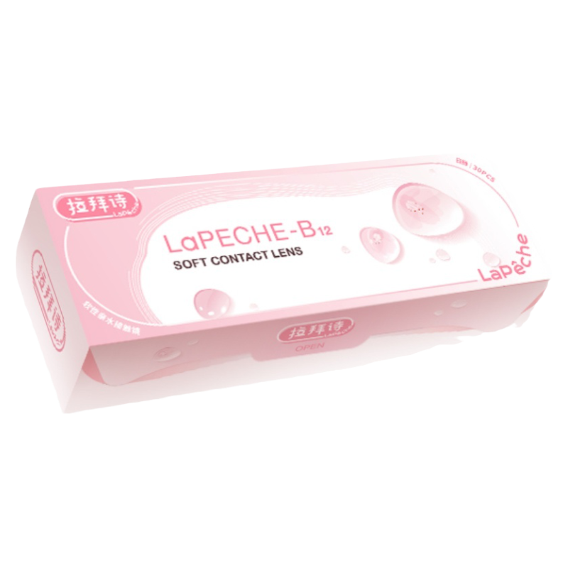 LaPêche拉拜诗 小粉片水信玄饼B12 透明隐形眼镜 30片装 度