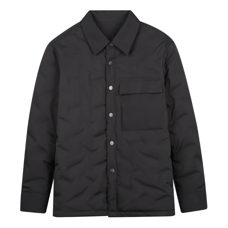才子（TRIES）羽绒服男翻领开衫秋冬外套内里加绒保暖厚款时尚口袋工装风 黑色 L(175/92A)