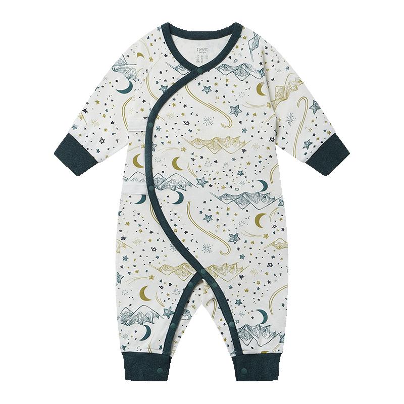 nest designs婴儿纯棉长袖哈衣连体衣包屁衣爬服婴儿衣服宝宝家居服 初雪