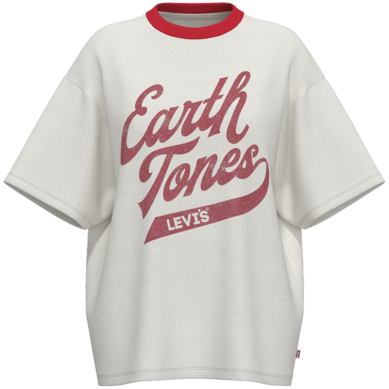 Levi's李维斯24春季新款女士简约百搭软糯温柔休闲印花短袖T恤 白色 A4924-0046