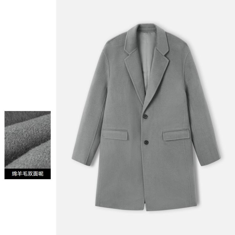 【绵羊毛双面呢】秋冬双面呢大衣长款男式大衣男