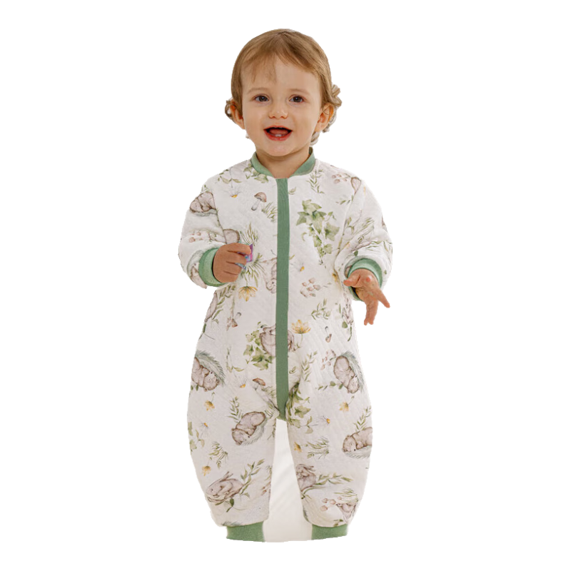 欧孕（OUYUN）睡袋婴儿春秋款空气层夹棉儿童分腿宝宝防踢被子纯棉保暖 森林夜曲【春秋17-25℃】 110码-身高105-120年龄3.5-5.5岁