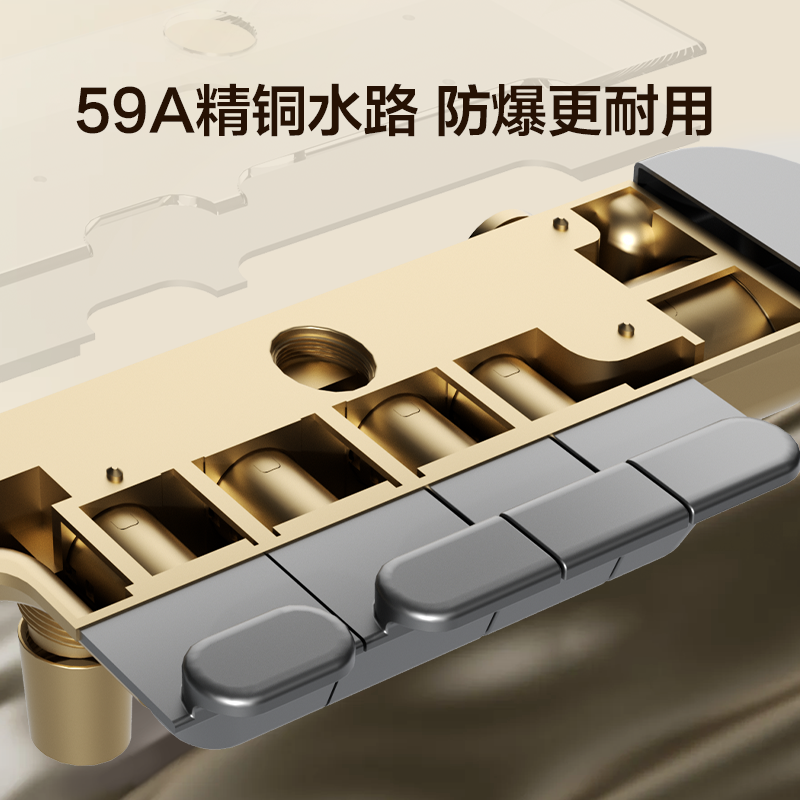Haier/海尔钢琴按键淋浴器花洒套装全铜大置物卫生间家用增压喷头 【枪灰】四功能琴键/精铜水路/巨幕顶喷/增压花洒-小云泉
