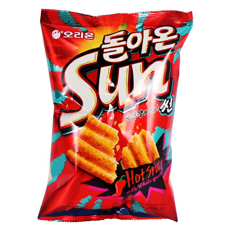 好丽友韩国好丽友sun太阳薯片玉米片80g波浪薯片办公室休闲零食 sun蒜香味80g*2袋