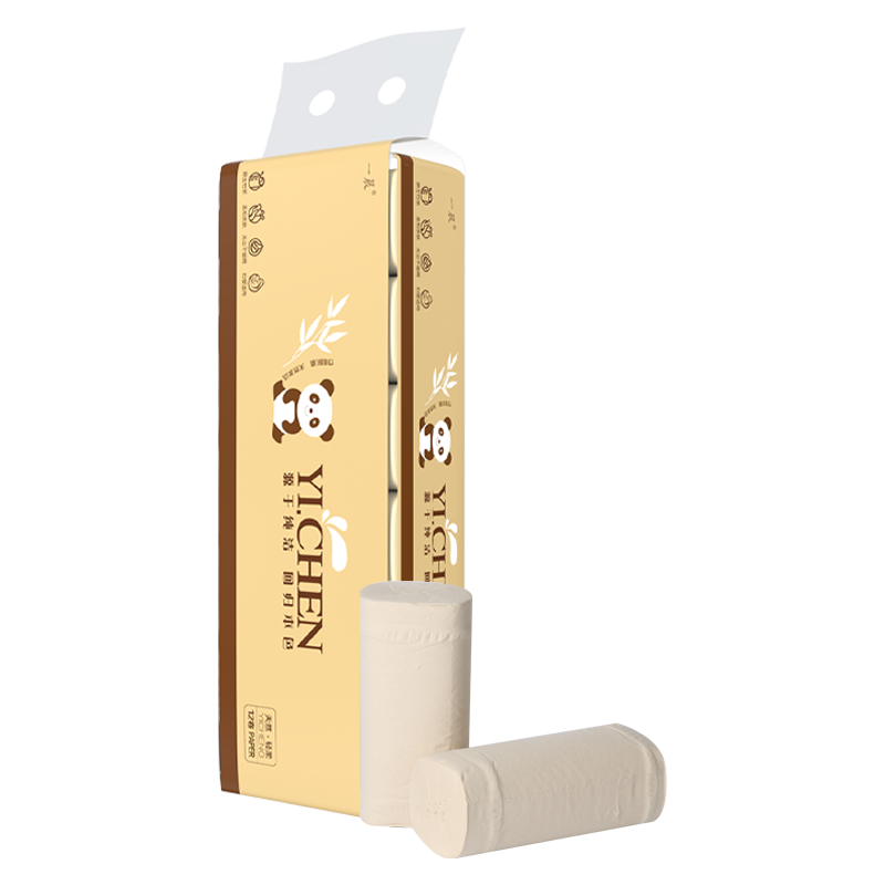 一晨 本色卷纸竹浆卫生纸4层妇婴适用纸巾 1提12卷 1.3斤