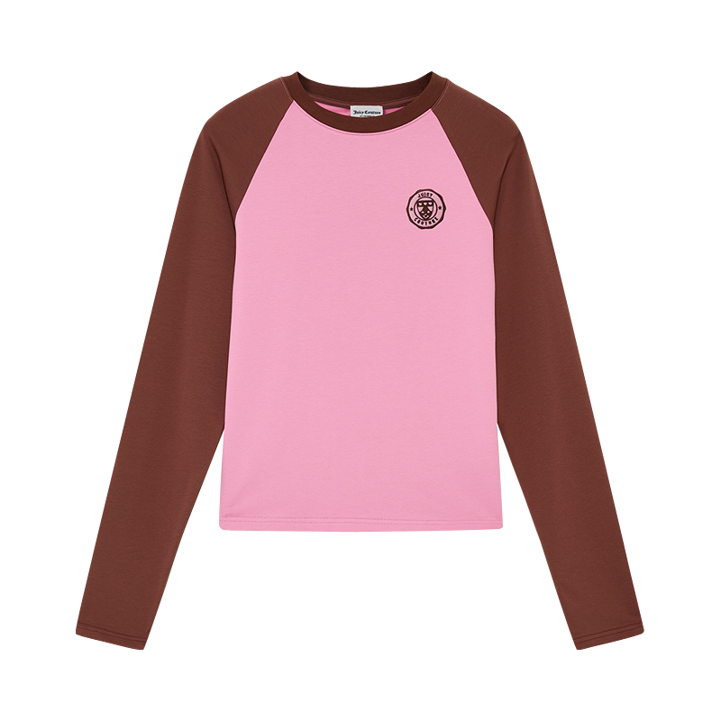 JUICY COUTURE 橘滋25秋撞色插肩袖圆领合身长袖T恤女
