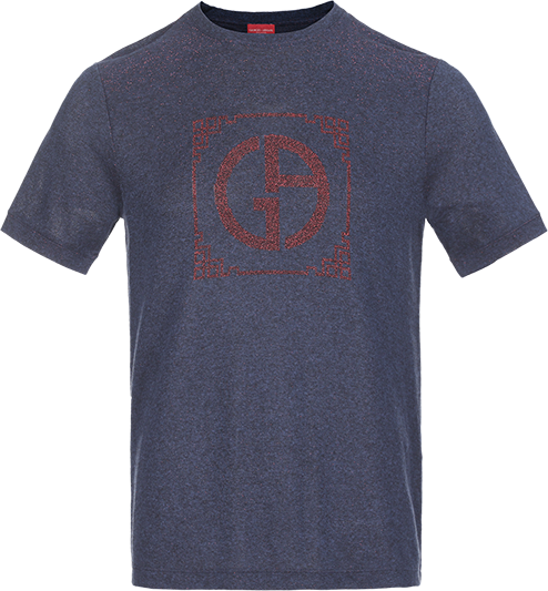 乔治·阿玛尼 GIORGIO ARMANI 男士简约LOGO亮闪丝线休闲针织T恤衫