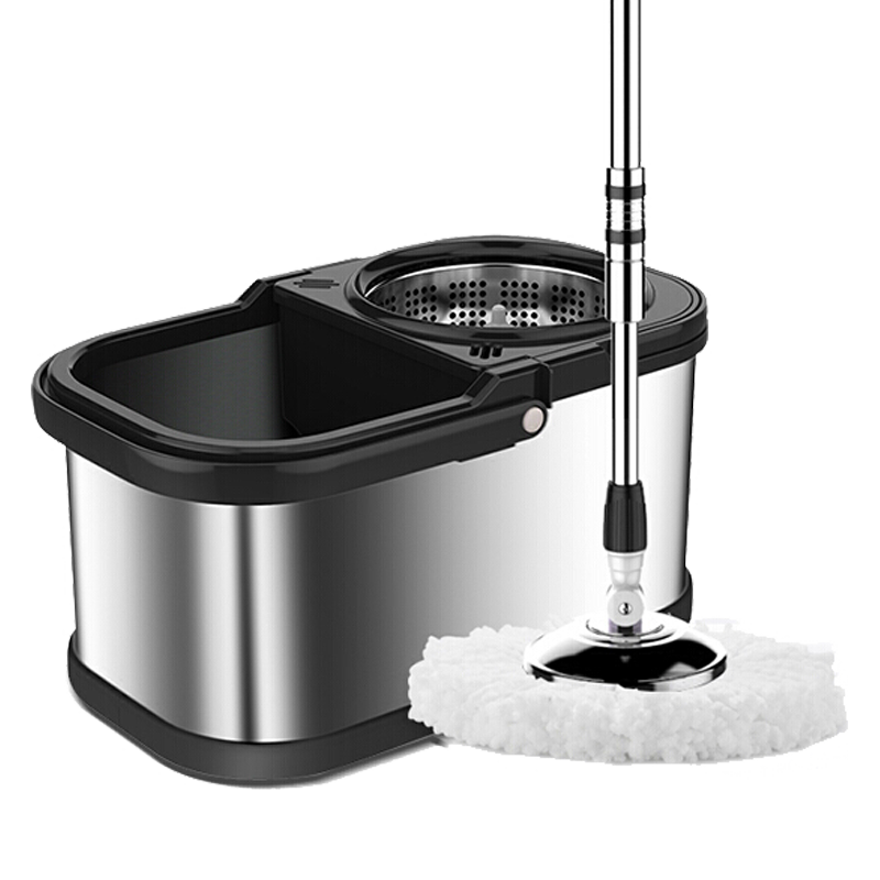 SUNKI 尚奇 不锈钢旋转拖把桶懒人免手洗拖布墩布干湿两用拖地A43 持久耐用 不锈钢双驱动2块布