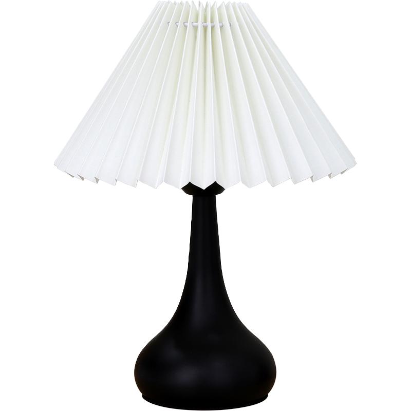 复古台灯床头灯卧室中古小夜灯百褶简约现代高级感美式装饰氛围感