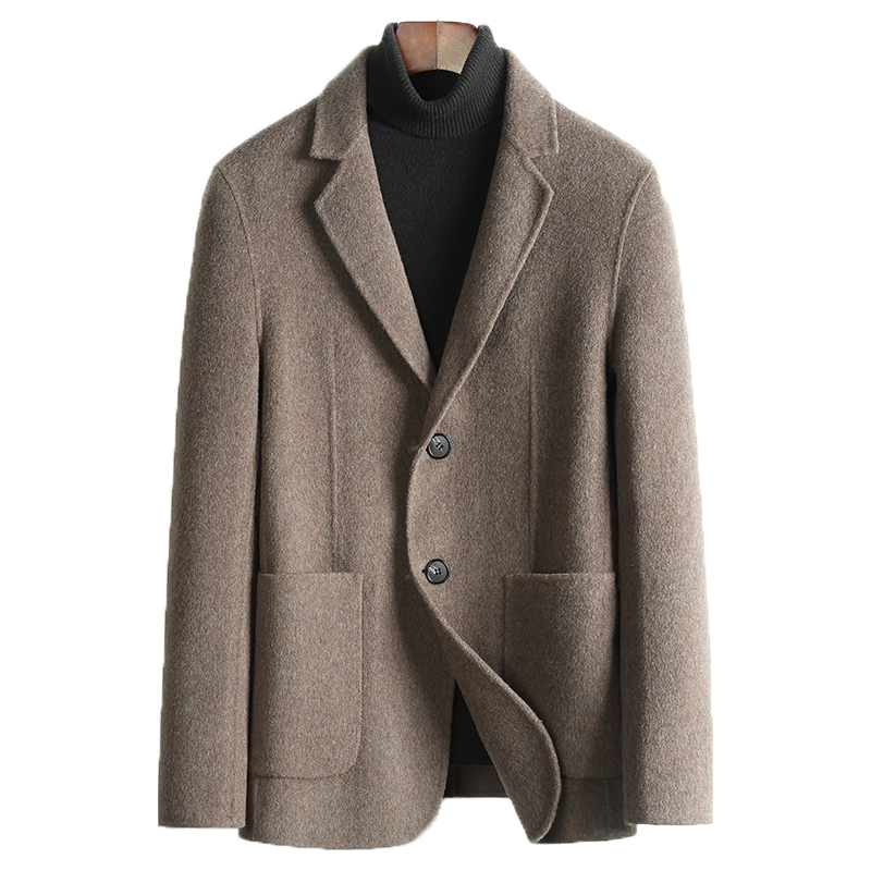 恒源祥双面呢大衣男秋冬中年男士休闲羊毛呢大衣外套  190