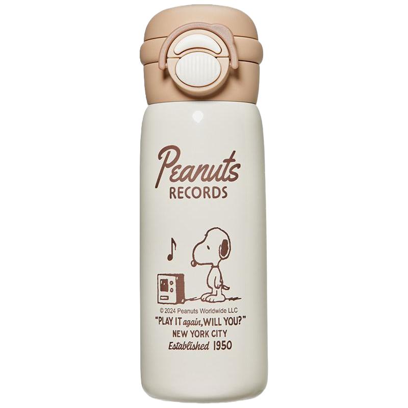 史努比儿童保温杯男女孩小上学吸管水杯316直双饮喝水壶