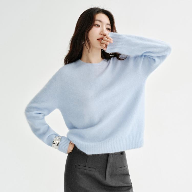 红袖 2025冬季女装【舒芙绒】拉毛长袖圆领针织衫