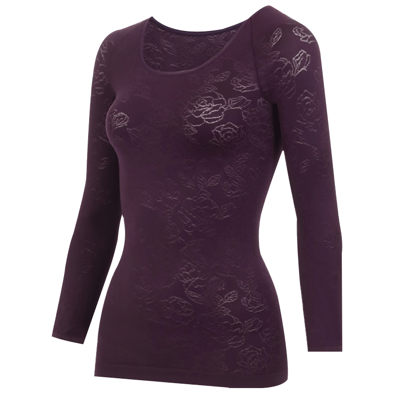 厚木Atsugi吸湿发热无痕保暖内衣8分袖保暖内衣秋衣48689N 638紫色 M 160