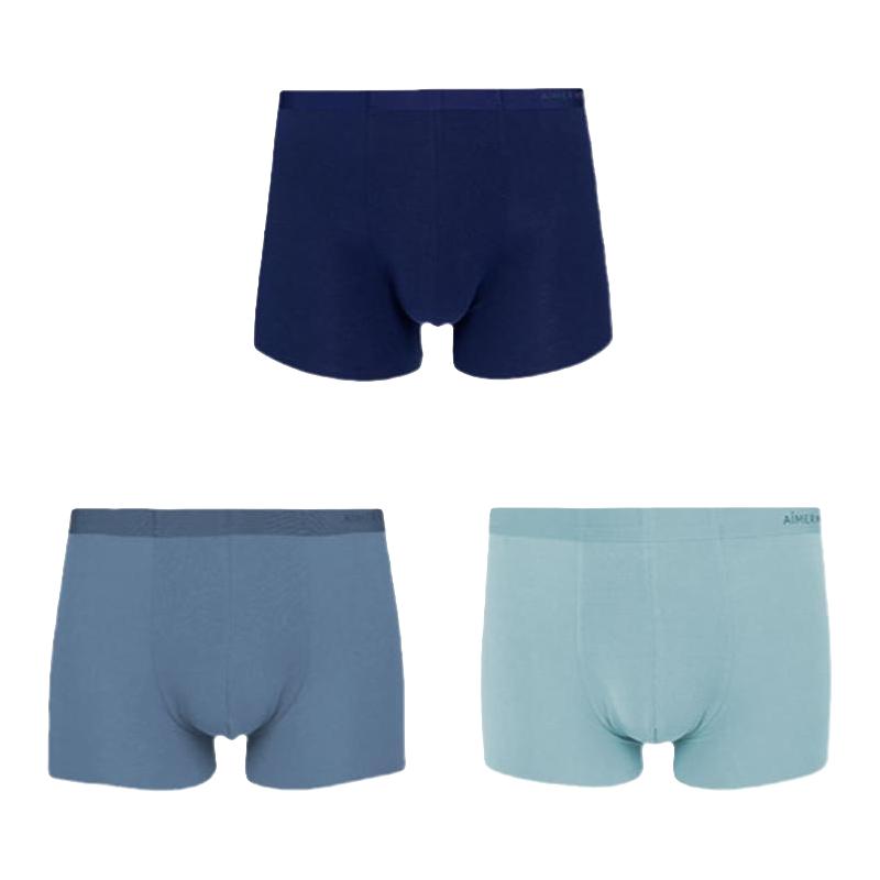 【3条装】爱慕先生高弹80支莫代尔立体裆抗菌男士内裤平角裤春夏