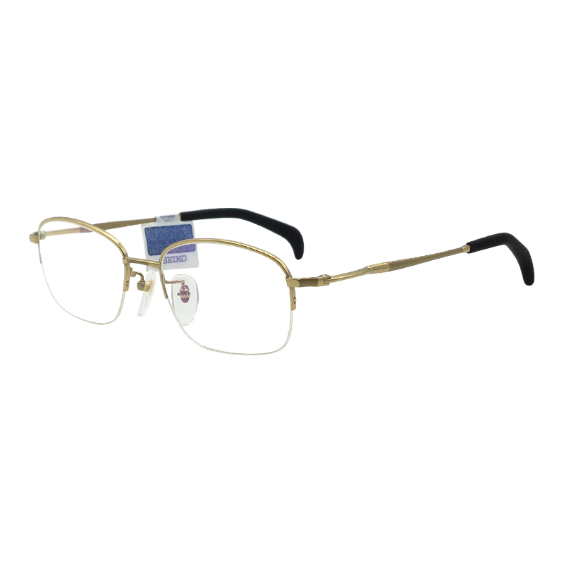SEIKO 精工 半框钛轻型眼镜架商务眼镜框男款近视眼镜框HT01034 54mm 01金色