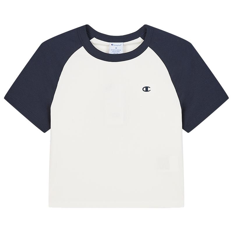 Champion冠军插肩袖短袖女2025夏季潮短款撞色T恤修身辣妹风